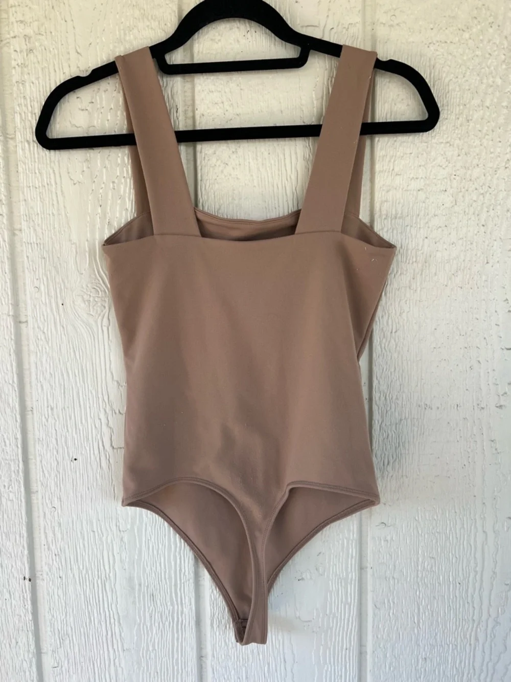 Abercrombie Square Neck Bodysuit Small Taupe Neutral Minimalist Basic - Picture 4 of 7
